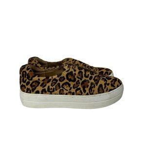 J/SLIDES Heidi Leopard Print Calf Hair Slip On Sneakers 6.5